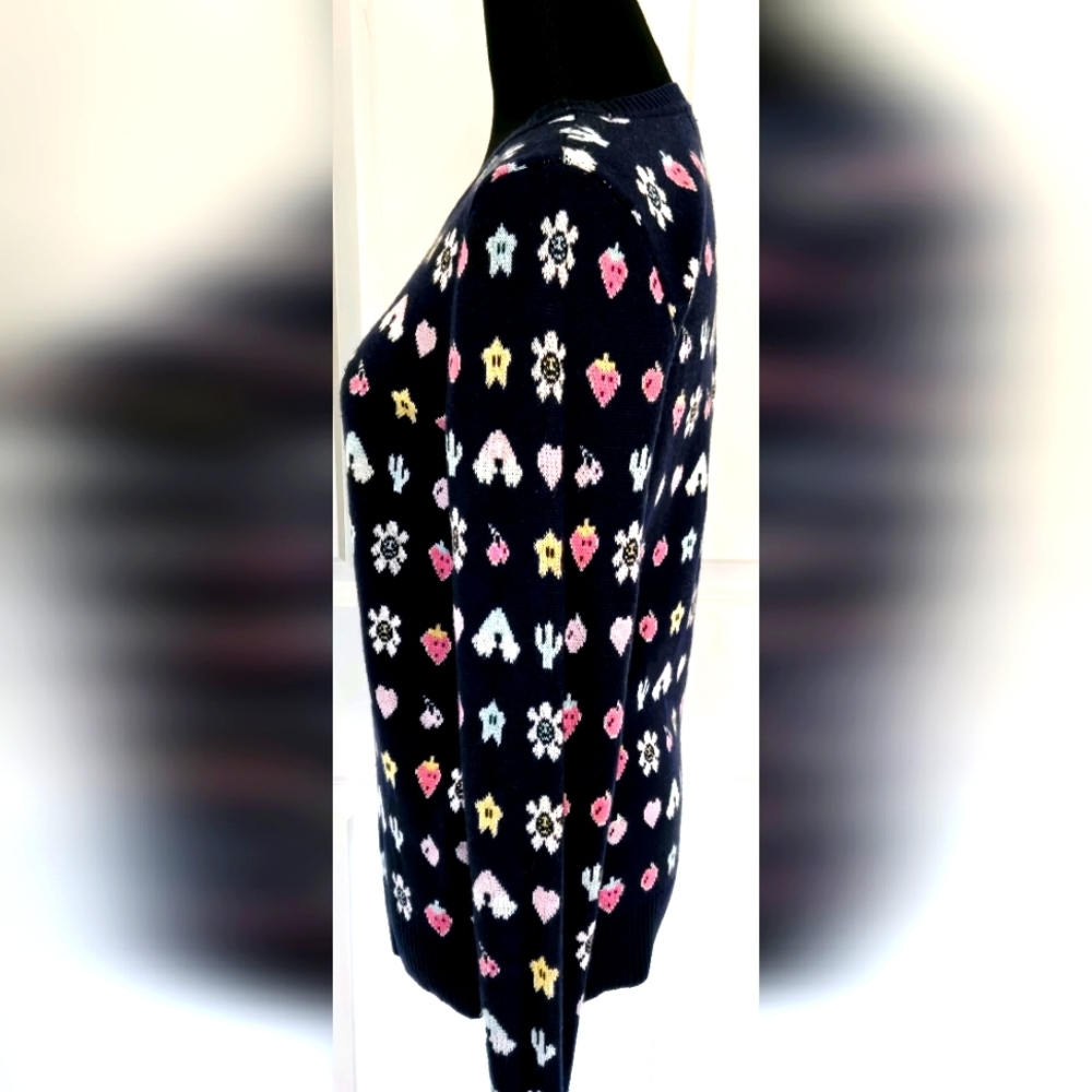 SAKS FIFTH AVENUE Trendy Video Glam Sweater Scoop Neck Navy sz M - Picture 5 of 7